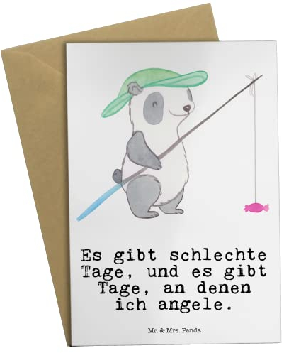 Mr. & Mrs. Panda Grußkarte Panda Angeln - Geschenk, Ansichtskarten, Dankeschön, Hochzeitskarte, Auszeichnung, angeln gehen, Geburtstagskarte,