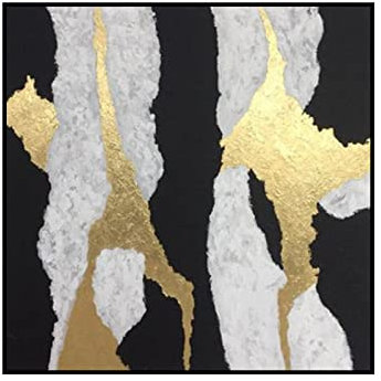 Acrylbilder Auf Leinwand Handgemalt, Schwarz-Weiße Textur, Goldfolie, Luxuriös, Minimalistisch, Abstrakt, Modern, Original, Handgemalte Ölgemälde Auf Leinwand Für Familienwand, Wohnzimmer, Ess