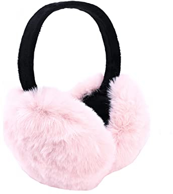 GLAITC Couvre-oreilles,Cache-oreilles en Peluche Pliable,Chauffe-oreilles Hiver Chaud Couvre-Oreilles Earmuffs Réglables Doux par Temps Froid,Cadeau D'hiver pour Les Femmes Hommes Filles (Pink)