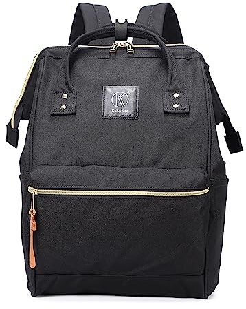 Kah&Kee Eleganter wasserdichter Damen Rucksack mit Laptopfach - Diebstahlsicheres Design - Wickeltasche - Anti-Diebstahl Reisetasche - Lässiger Schulranzen(Schwarz Ii, Groß)