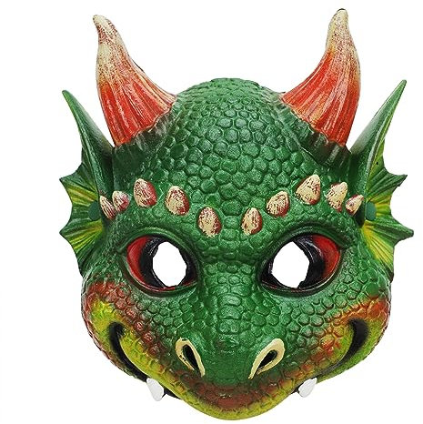 JIAHG Masque de Dinosaure Enfant Halloween Carnaval Masque de Fête Spectacle en Scène 3D Masque de Dragon Réaliste en PU Écologique Masque de Déguisement Mascarade Cosplay Accessoires de Spectacle