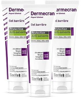 SORIFA - 3er Pack - Dermscreen - Barriere-Gel - Schutz gegen Oxidationsmittel - Lösungsmittel, Harze, Klebstoffe, Lacke - Hände, Gesicht, Körper - Hohe Verträglichkeit Formel - Parfümfrei - Tube 125ml
