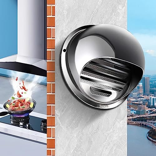 Schornsteinkappe aus Edelstahl 304,Runde Luftungsaufsatz,Regenschutz-Schornsteinaufsatz,Kanallüftungskappe,Auspuffrohr Dunstabzugshaube Windschutzscheiben Lamellenhaube (50mm/2in)