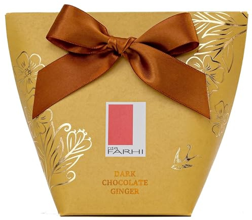 Rita Farhi Dark Chocolate Covered Ginger in Bow Box, Palm oil free, 130g