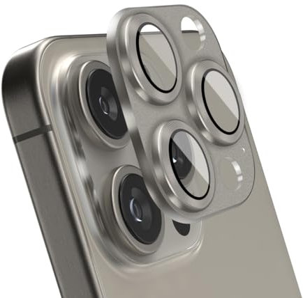 Phlleyaa Protector de Pantalla para iPhone 15 Pro/15 Pro Max Protector de Lente de Cámara 1 Piezas,iPhone 15 Pro/15 Pro Max Cristal Vidrio Templado 9H sin Burbujas Anti-Rasguños (Gris)
