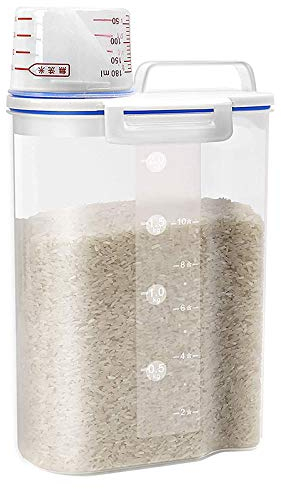 Koeydxst Rice Cereal Container Storage - Airtight Dry Food Rice Container Storage Plastic Small Rice Dispenser with Measuring Cup