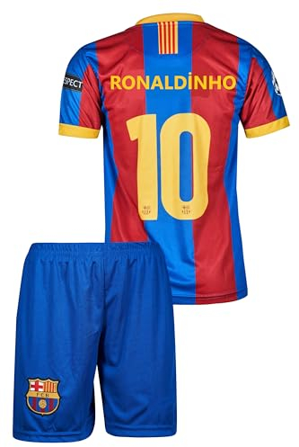 Gokaynex Ronaldinho Barcelona #10, Nostalgie Kinder Trikot Mit Kurz, Limitierte Auflage, beschränkte Auflage (152,Ronaldinho)