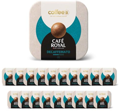 180 Coffee Balls Decaféiné - Boules de café haut de gamme 100% compostable - Spécialement conçues pour l'utilisation de la machine à café CoffeB by Café Royal