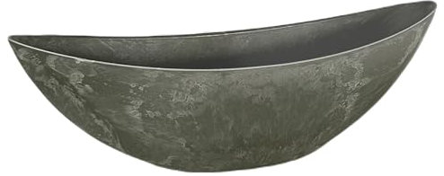 MACOSA HE06655 Pflanzschale Schiff grau marmoriert Oval 39 cm Kunststoff Blumenschale Pflanzgefäß Blumentopf Jardniere Pflanzen-Topf Deko-Schale Übertopf Blumentopf