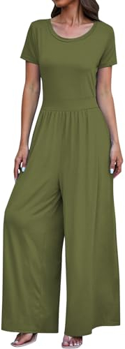 Vasreyy Jumpsuit Damen Jumpsuits für ski Overall Winter Sommer Kurz Locker Latzhose Jeans Lang Bunt(S, Green)
