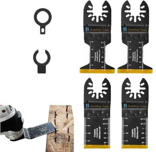 Qurygin Oszillierender Sägeauslassschneider,Multitool-Fräser Holz - Professionelles -Titan-Multitool,Schnellspann-Multitool, professionelles Titan-Multitool für Metall, mit integrierten