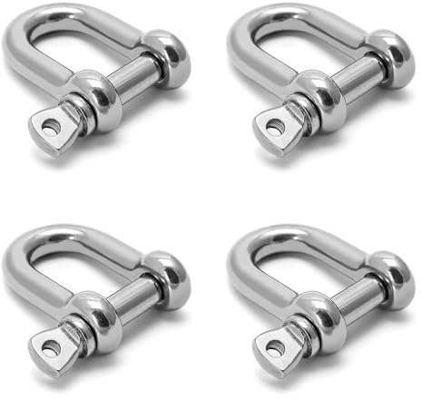 Leliafleury 4 anelli a D M5 in acciaio inox con anello a D per grillo per lavori pesanti, sartiame, campeggio, trasporto