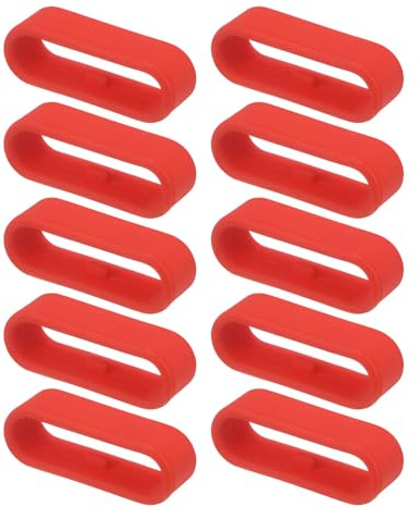 QUARKZMAN 10 Stück Uhrenarmband Schlaufe mit Nase 22mm Rot | Weicher Silikon Befestigungsring für Sportuhren, rutschfester Ersatz Bandhalter, flexibler Gummi Armband-Keeper.