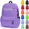 Camibear Personalised Backpack for School with Name Embroidery, Custom Kids School Bag, Childrens Rucksack for Girls & Boys, Customized Bookbag for Teenage Primary Secondary (Light Purple, Large)