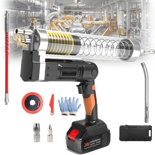 Cordless Grease Gun Kit, Easy-to-Use Electric Grease Gun, 600CC Load 12,000 PSI High-Efficiency Battery Powered Grease Gun Kit, Cordless Grease Gun with 2* Batteries and Charger