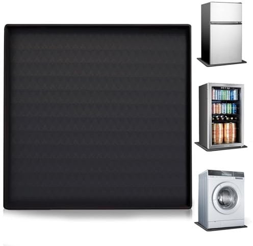MeYuxg Tapis de réfrigérateur - 60 x 60 cm - en Silicone - avec Bord - Noir - pour Machine à Laver, sèche-Linge, réfrigérateurs, Eau et poussière