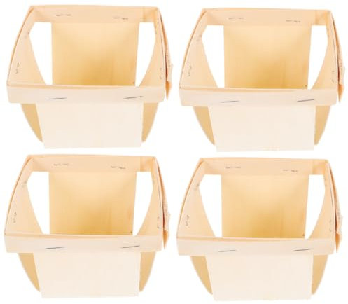 Cesto in Legno Beige 4 Pezzi senza Manici per Tavolo