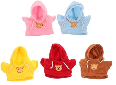 FUNNETOYU 5 Stück Mini Bärenkleidung Plüschtiere Bekleidung Bear Clothes Hoodie Und T-Shirt Für Stofftiere DIY Outfit Für Spielzeit Und Anzeige