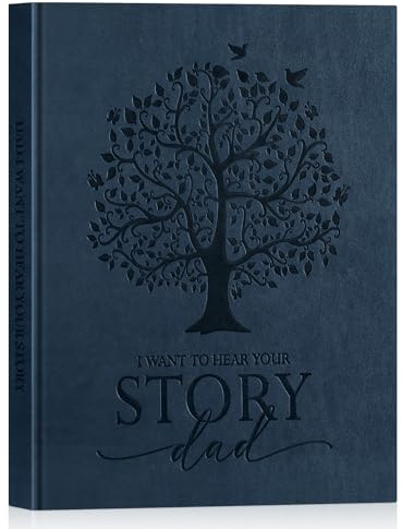 Lanpn Papa Raconte Moi Ton Histoire avec 300+ Questions, Livre d'histoire de La Vie de Papa, Dad Story Book Journal Guidé Carnet de Souvenirs, Fête des Pères Anniversaire Noël Cadeau, Bleu