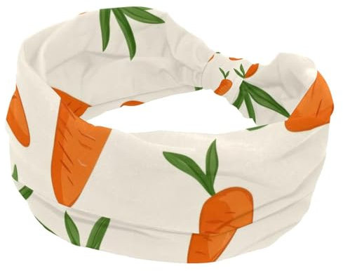 Bandeaux larges pour femme, turban épais, extensible, antidérapant, pour entraînement, soins de la peau, usage quotidien, motif carottes mignonnes de Pâques sans couture