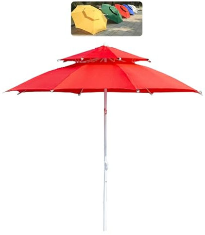 ZIUSFAC Sombrilla De Playa 300cm Sombrilla Terraza Exterior Sombrilla De Jardín Altura Ajustable Sombrilla De Terraza 8 Varillas Parasol para Balcón Piscina Patio Trasero(Red)
