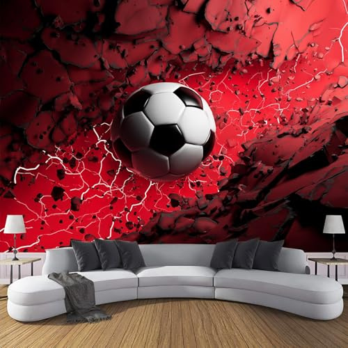 JSCWDET Football Poster Design Photo Wallpaper Red Wall Football Wall Mural Silk Wall Décor Art Poster Picture Design for Living Room Bedroom Dorm Décor 150 × 105 Cm,Dark Red