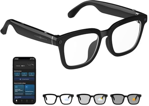 Tulbeys AI Smart Glasses HD 1200P Camera with 8MP Anti-Shake, Photochromic Lenses for Outdoor & Travel, Video Recording, AI Object Recognition & ChatGPT Integration