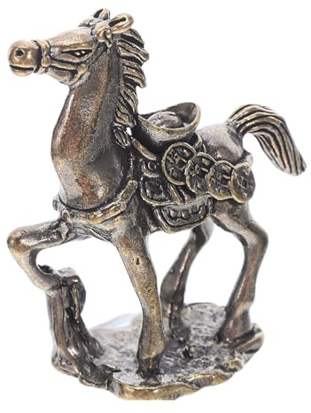 JUMPLAWN Messingpferdestatue 2026 Jahr Goldene des Pferdes Dekofigur | Chinesische Feng Shui Dekoration, Dekoration zum Chinesischen Neujahr, Pferdefigur
