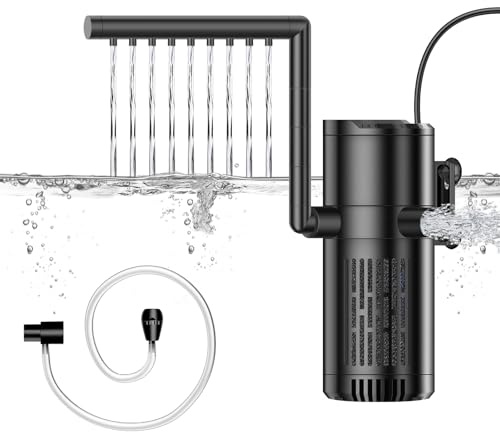 Aquarium Filter, 500L/H Einstellbarer Aquarium Innenfilter, 8W Leiser Filterpumpe Schwammfilter Aquariumfilter für 30L-120L Aquarien