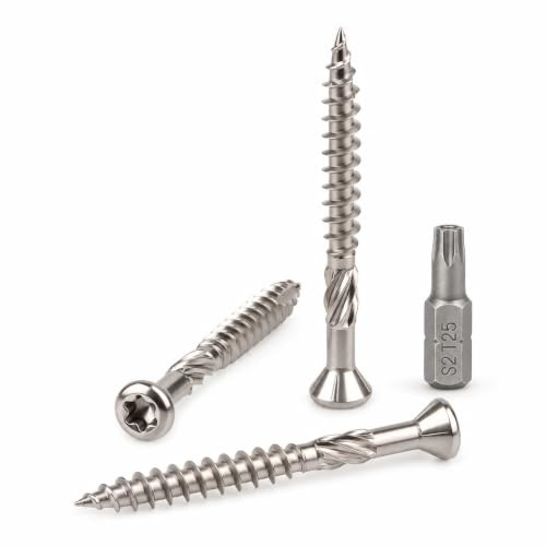 NOLDAR | Terrassskruvar TORX förskjutet huvud | C1 rostfritt stål (AISI 401) | träskruvar utomhus | 200 stycken (5 x 60 mm)