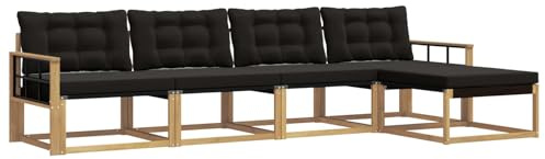 vidaXL Outdoor-Sofagarnitur mit Kissen 5 pcs Weiß und Schwarz, Garten, moderner, langlebiger Outdoor-Sofa, Sessel-Ecke, Lounge-Möbel, Terrasse Set