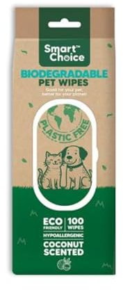Smart Choice Biodegradable Pet Wipes for Dogs & Cats – Gentle Cleaning Wipes, Fresh Scent, 100 Pack