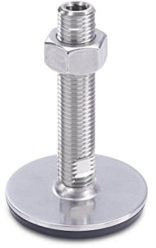 Ganter Normelemente GN 41-40-M16-125-D3-UK 41-40-M16-125-D3-UK-Edelstahl Stellfüße | Gummi aufvulkanisiert, Silber, Gewinde d2: M16X125