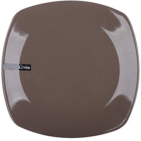 Lot de 4 bols à soupe Taupe carré 4 assiettes ou Assiettes à salade Marron Lot de 4, 22cm Square Plate