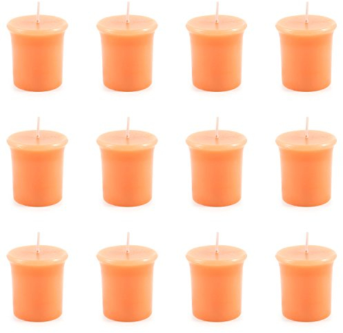 pajoma® Duft-Votivkerze 12 Stück à 55 g, Mango-Orange | Marmorvotivkerze, Brenndauer ca. 17 Stunden - Höhe 5 cm ø 4 cm | Premium Qualität