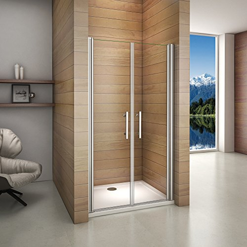 Porte de douche pivotante 80x187cm porte de douche installation en niche verre anticalcaire ouverte vers l'intérieur ou l'extérieur