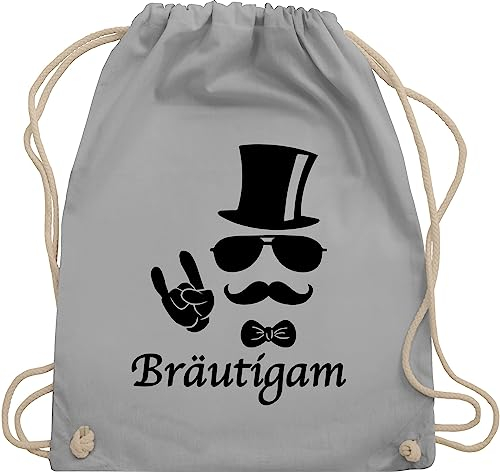 Turnbeutel Rucksack - JGA Junggesellenabschied Männer - Bräutigam Hipster - Unisize - Hellgrau - polter rucksäcke jungesellenabschied groom beutel outfit jungesselnabschied braeutigam sportbeutel