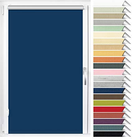 EFIXS Thermorollo Mini - 17 mm - Breiten: 40-100 cm - Höhen bis 220 cm - Hier: 60 cm x 150 cm (Stoffbreite x Höhe) - blau (065) - OHNE Bohren & verstellbare Klemmträger & Magnete