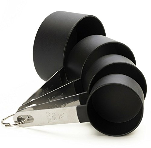 4 Set Kitchen Measuring Cups - Sizes: 1/4, 1/3, 1/2 & 1 Cup. Nesting/Stackable to Measure Dry or Wet Ingredients in Baking, Cooking, Mixing & Food Processing. Stainless Steel & Polypropylene. (Large)