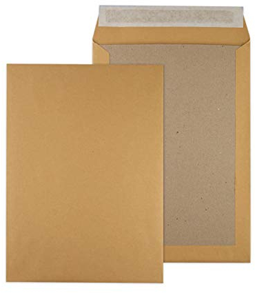 MASHPAPER Hochwertige Papprückwandtaschen Versandtaschen B4 250x353mm ohne Fenster braun mit Haftstreifen verstärkt mit Graupappe, 125 Stück