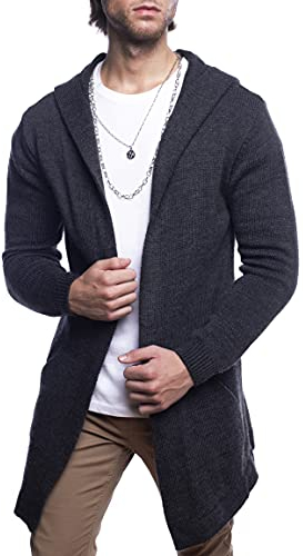 CARISMA Herren Strickjacke Herren Jacke mit Kapuze 7601, Anthra, L