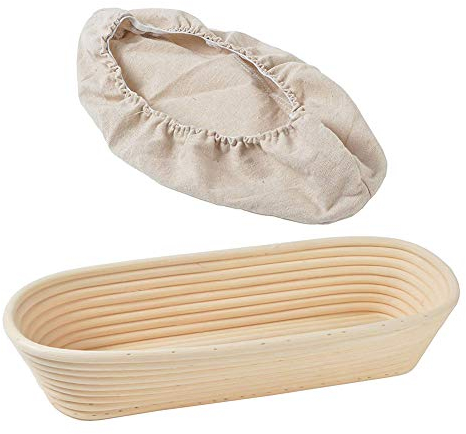 CANDeal 35cm Oval Bread Proofing Basket With Linen Liner, Natural Rattan Sourdough Proving Basket for Professional Home Bakers