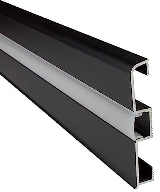 B-Ware - LED Aluprofil C02 Alu Sockelleiste + Abdeckung Fußbodenleiste Schiene für LED-Streifen-Strip Schwarz 2m opal