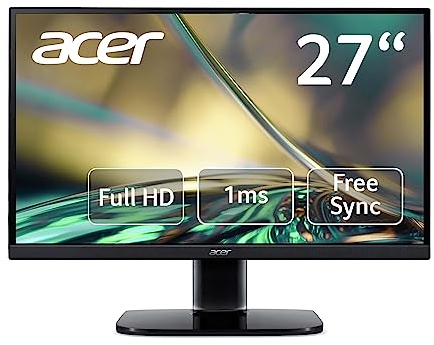 acer KA272 Monitor 27 Zoll (69 cm Bildschirm) Full HD, 75Hz HDMI, 60Hz VGA, 1ms (VRB), HDMI 1.4, VGA, HDMI FreeSync, Mehrfarbig