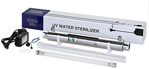 MaquiGra Stérilisateur UV Filtre d'aquarium UV en Acier Inoxydable Système de Traitement de l'eau Désinfection par ultraviolets pour l'eau Taux de stérilisation de 99,99% (25W)