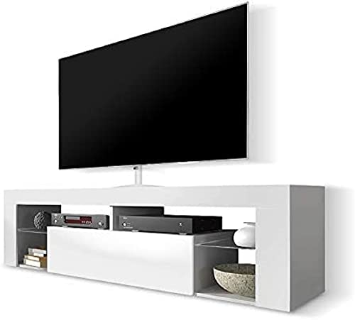Selsey TV Schrank Board Sideboard Fernsehtisch Fernsehschrank 140 cm Stehend Weiß Bianko