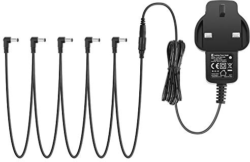 Neewer Pedal Used Switching Power Supply Adapter 9V DC 1A Tip Negative 5 Way Daisy Chain Cables for Guitar Effect Pedal
