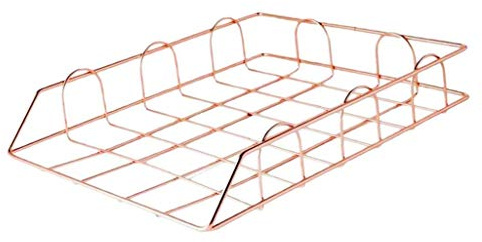 Tubayia Metall Stapelbar Briefablage Dokumentenablage Dokument Tablett Büro Schreibtisch Organizer (Roségold)