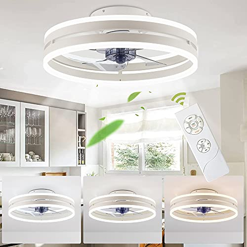 Deckenventilator Mit Beleuchtung LED Fan Deckenleuchte 40W Dimmbar Fan Deckenlampe Einstellbare Windgeschwindigkeit Lüfter-Deckenleuchte Mit Fernbedienung Für Kinderzimmer Schlafzimmer Wohnzimmer Weiß