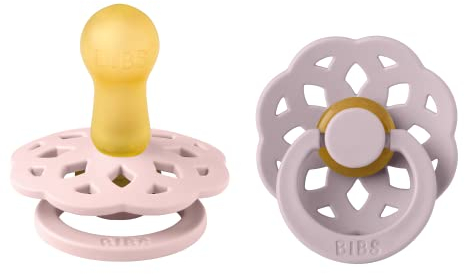 BIBS Boheme Schnuller 2er-Pack. BPA-frei. Kirschform Nippel, Größe 2 (6-18 Monate), Blossom/Dusky Lilac